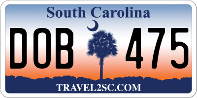 SC license plate DOB475