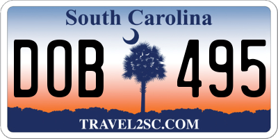 SC license plate DOB495