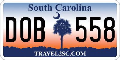 SC license plate DOB558