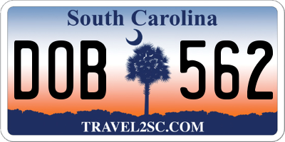SC license plate DOB562