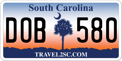 SC license plate DOB580