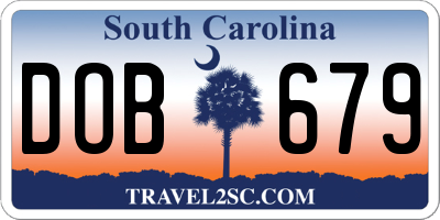 SC license plate DOB679