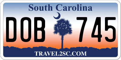 SC license plate DOB745