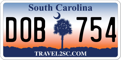 SC license plate DOB754