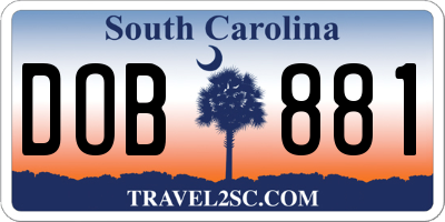 SC license plate DOB881