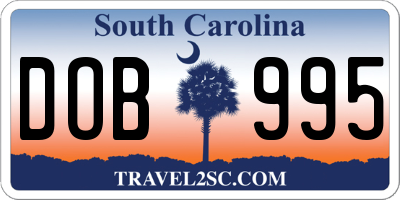 SC license plate DOB995