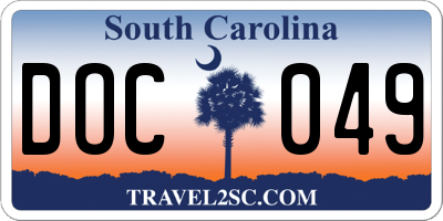 SC license plate DOC049