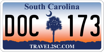 SC license plate DOC173