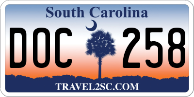 SC license plate DOC258