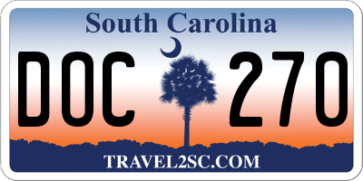 SC license plate DOC270