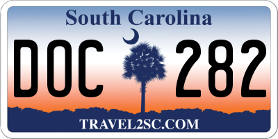 SC license plate DOC282