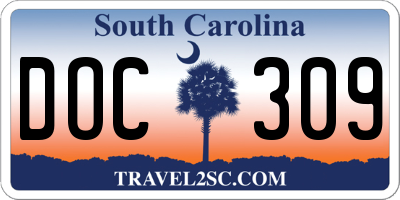 SC license plate DOC309