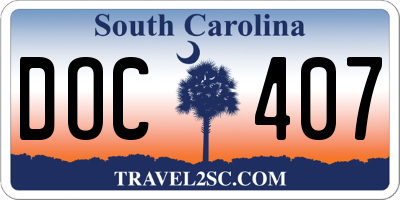 SC license plate DOC407