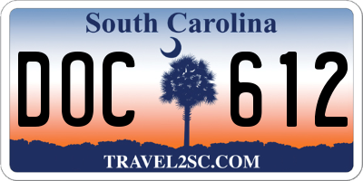 SC license plate DOC612