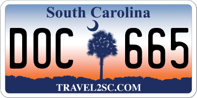 SC license plate DOC665