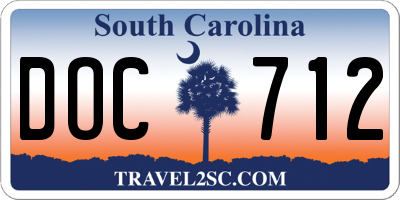 SC license plate DOC712