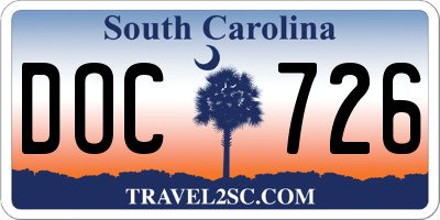 SC license plate DOC726