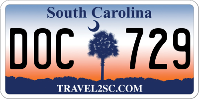 SC license plate DOC729