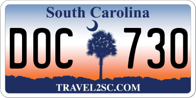 SC license plate DOC730