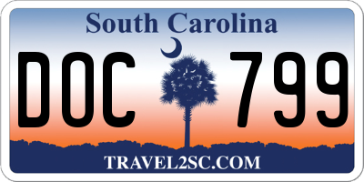 SC license plate DOC799