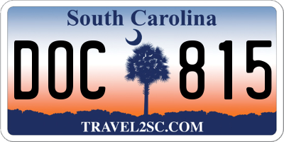 SC license plate DOC815
