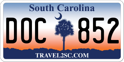 SC license plate DOC852