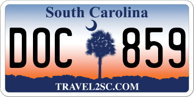 SC license plate DOC859