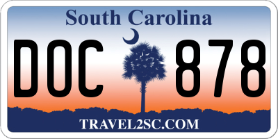 SC license plate DOC878