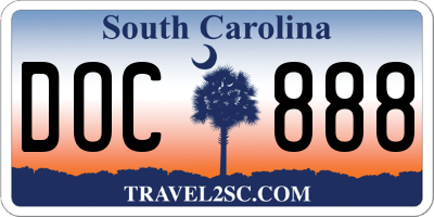 SC license plate DOC888