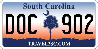SC license plate DOC902