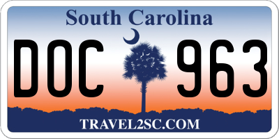 SC license plate DOC963