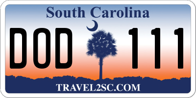 SC license plate DOD111