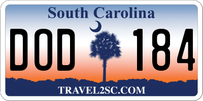SC license plate DOD184