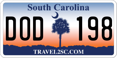 SC license plate DOD198