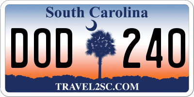 SC license plate DOD240