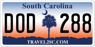 SC license plate DOD288