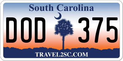 SC license plate DOD375