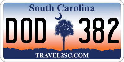 SC license plate DOD382
