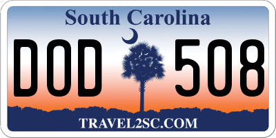 SC license plate DOD508
