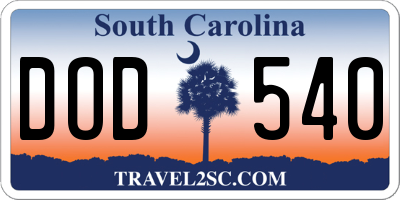 SC license plate DOD540