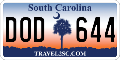 SC license plate DOD644
