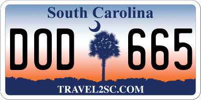SC license plate DOD665