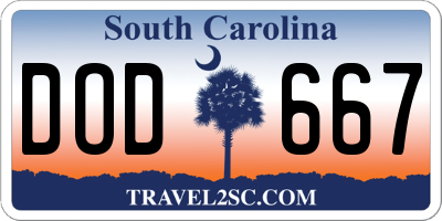 SC license plate DOD667