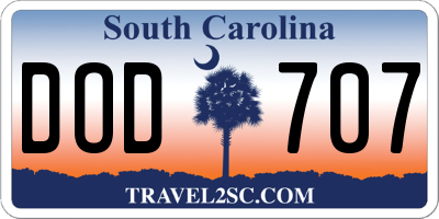 SC license plate DOD707