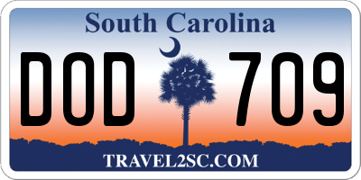 SC license plate DOD709