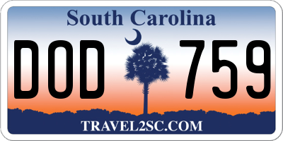 SC license plate DOD759