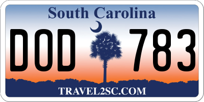 SC license plate DOD783