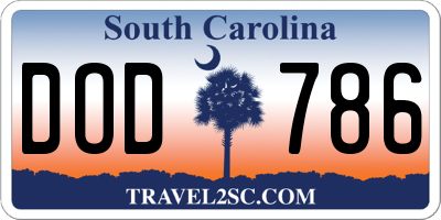 SC license plate DOD786
