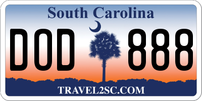 SC license plate DOD888