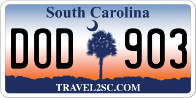 SC license plate DOD903